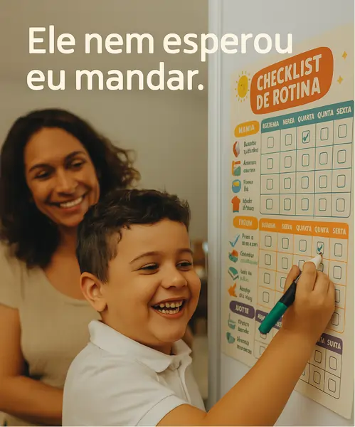 Mãe e filho usando o Checklist de Rotina Positiva