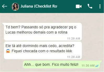 Relato de uma família sobre o checklist