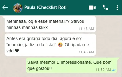 Relato de uma família sobre o checklist
